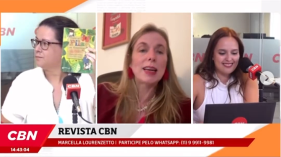 Flávia no programa “Páginas da Infância” da Rádio CBN